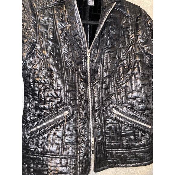 Frank Lyman Edgy Mob Wife Academia Y2K Black Quilted Front Zipper Pockets Jacket - Picture 7 of 14